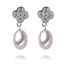 Fancy Fashion White Pearl Earrings AAA Drop 8-9mm Beautiful Pearl Earring